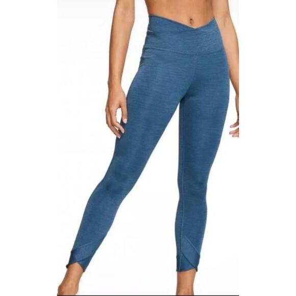 Nike Pants - Nike Heather Blue Yoga Wrap 7/8 Tight Crossover Waist Active Leggings